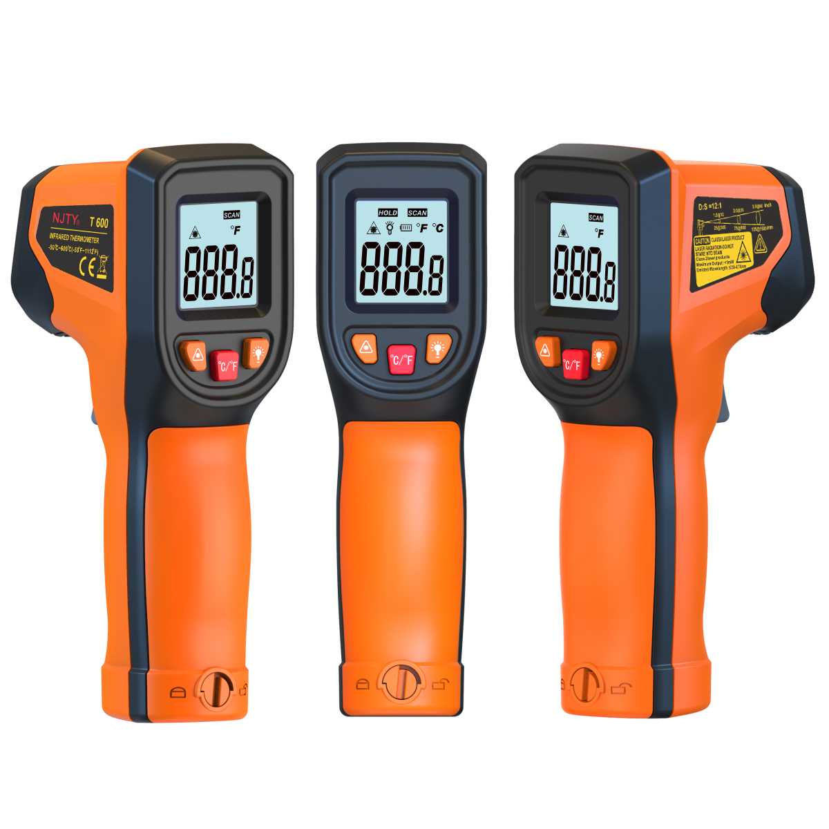Industrial Laser Temperature Gun - Digitaler Infrarot-Thermometer-Sensor, berührungsloses IR-LCD-Display mit Hintergrundbeleuchtung,