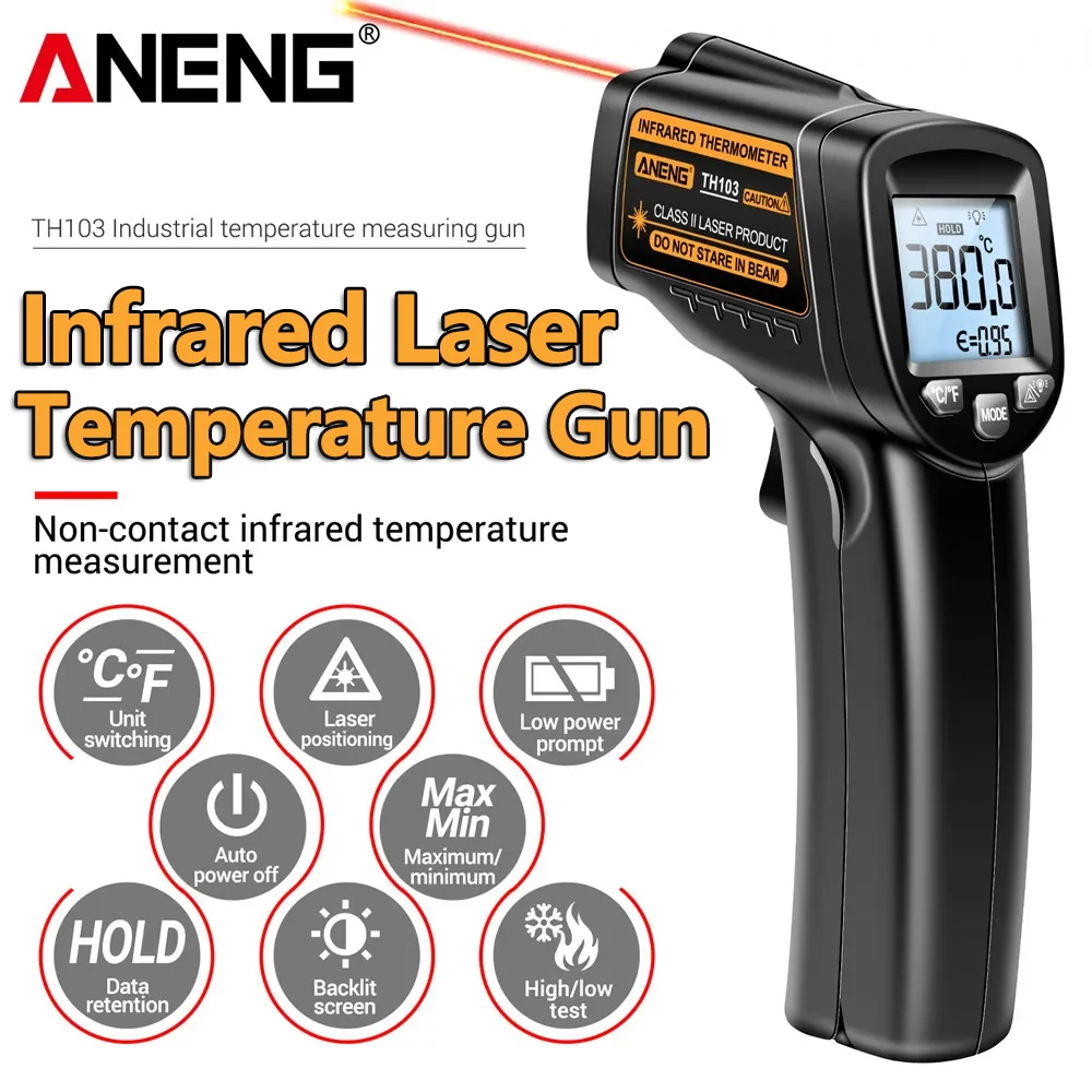 Industrial Laser Temperature Gun - Infrarot-Laser-Temperaturmessgerät -20 ° C~380 ℃ IR-Thermometer-Sensor-Tester