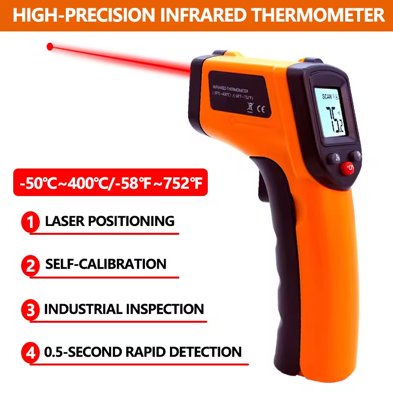 Industrial Laser Temperature Gun - Handgehaltenes Infrarot-Thermometer, Berührungslose Laser-Wärmemessgerät für Industrie,