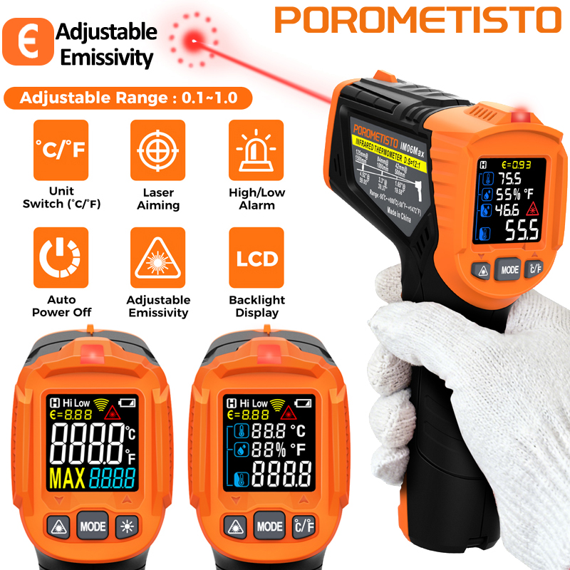 Industrial Infrared Laser - -50~380C Infrarot-Thermometer -50~800C Professionelles Digitales Temperatur-