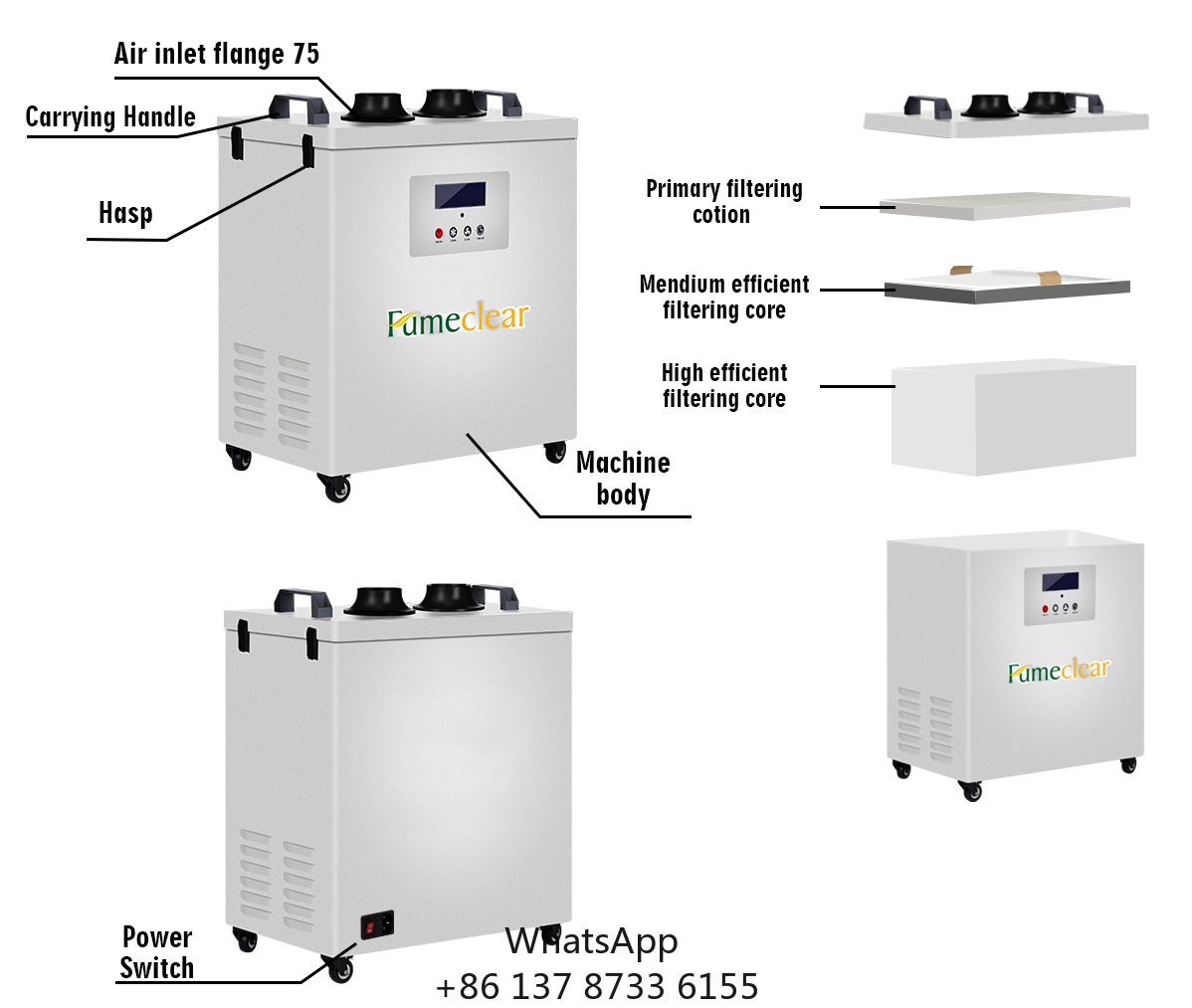 CE-geprüfter tragbarer Rauchab – Industrial Laser Fume Extractor Bewertung und Preis